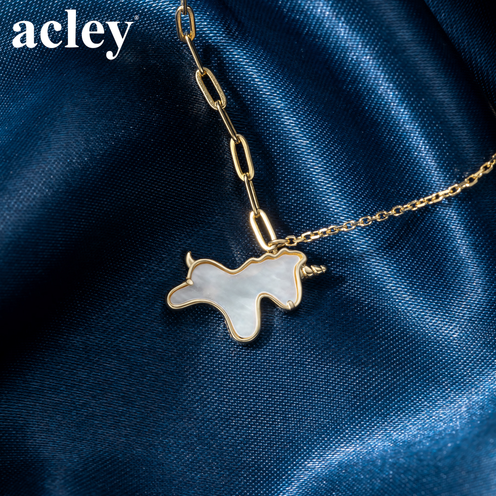 Dây chuyền Kỳ Lân Vàng – Acley | Bạc S925 + Xà cừ + Đá CZ Zirconia | YD10114Q - Image 5