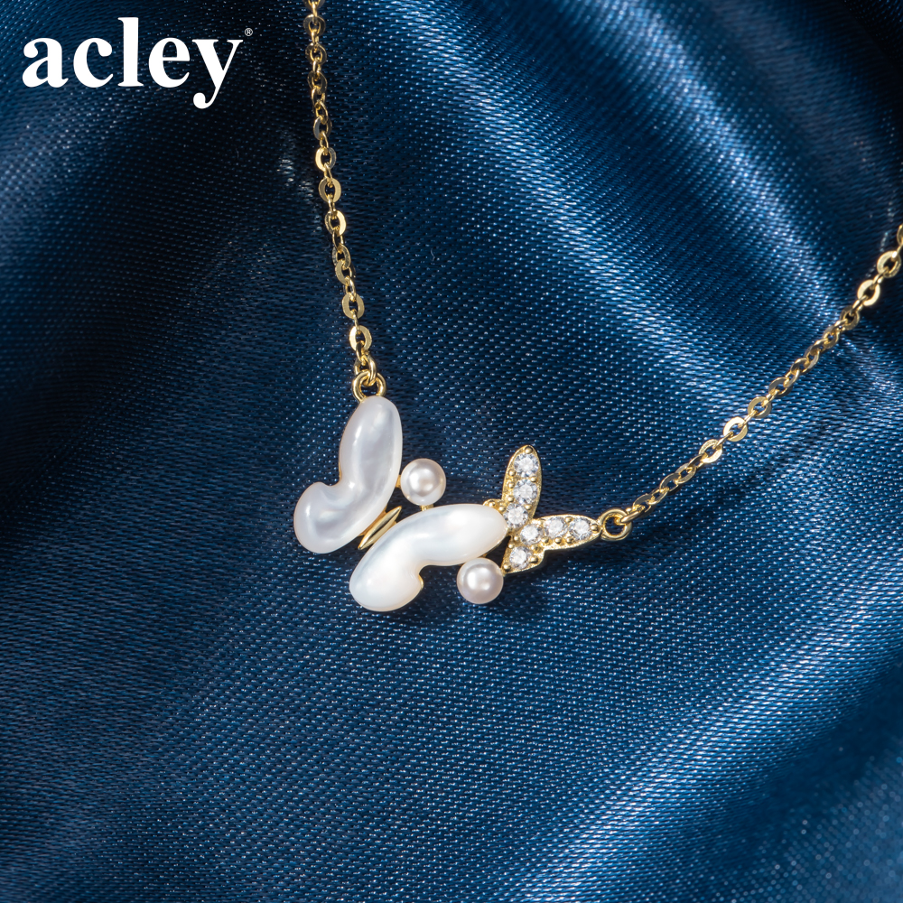 Dây chuyền cánh hồ điệp – Acley | Bạc S925 + Xà cừ ngọc trai + Đá Zirconia tổng hợp | YE07367I8Cb - Image 5