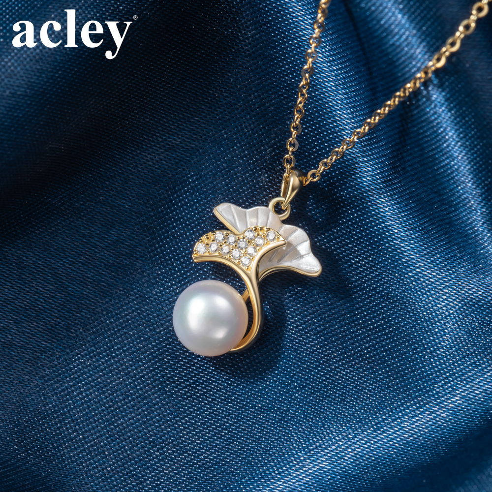 Dây chuyền Ngọc Phiến Ginkgo – Acley | Bạc S925 + Ngọc trai + Đá CZ Zirconia | KC-4839Q - Image 5