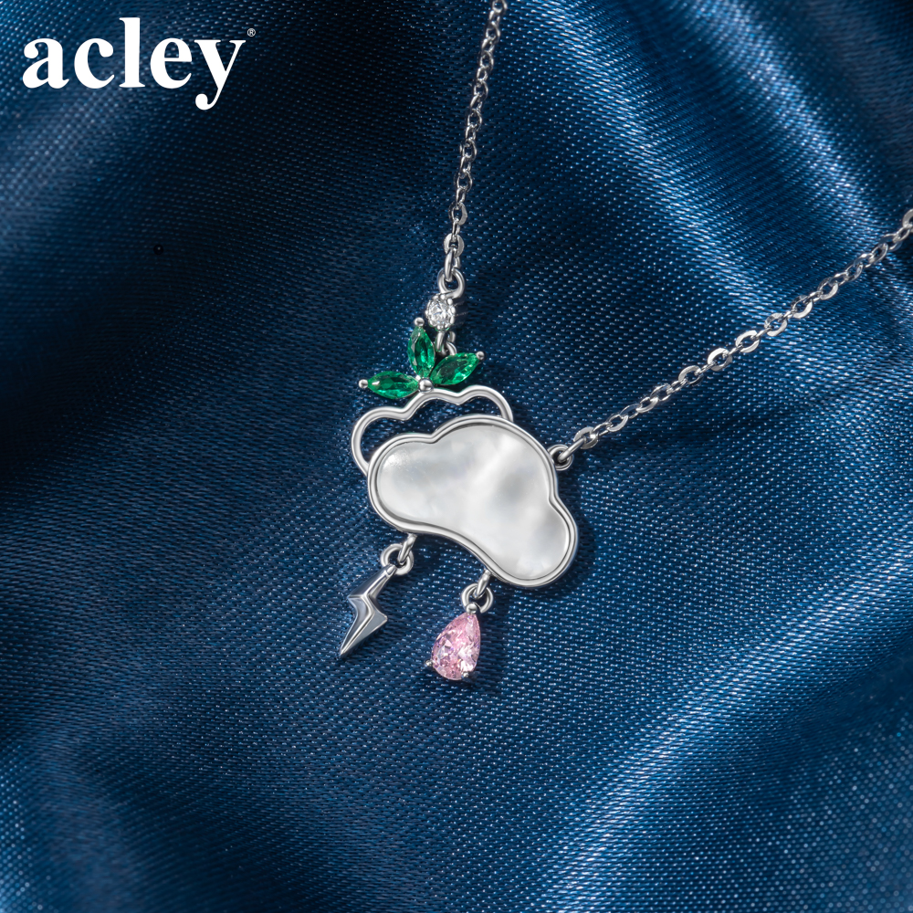 Dây chuyền Vân Lôi Bích Ngọc – Acley | Bạc S925 + Xà cừ + Đá CZ Zirconia | AYX-2260S - Image 5