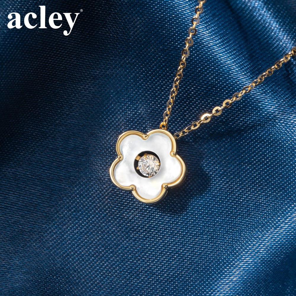 Dây chuyền Đóa Hoa – Acley | Bạc S925 + Xà cừ + Đá CZ Zirconia | YFD0181BG1 - Image 5