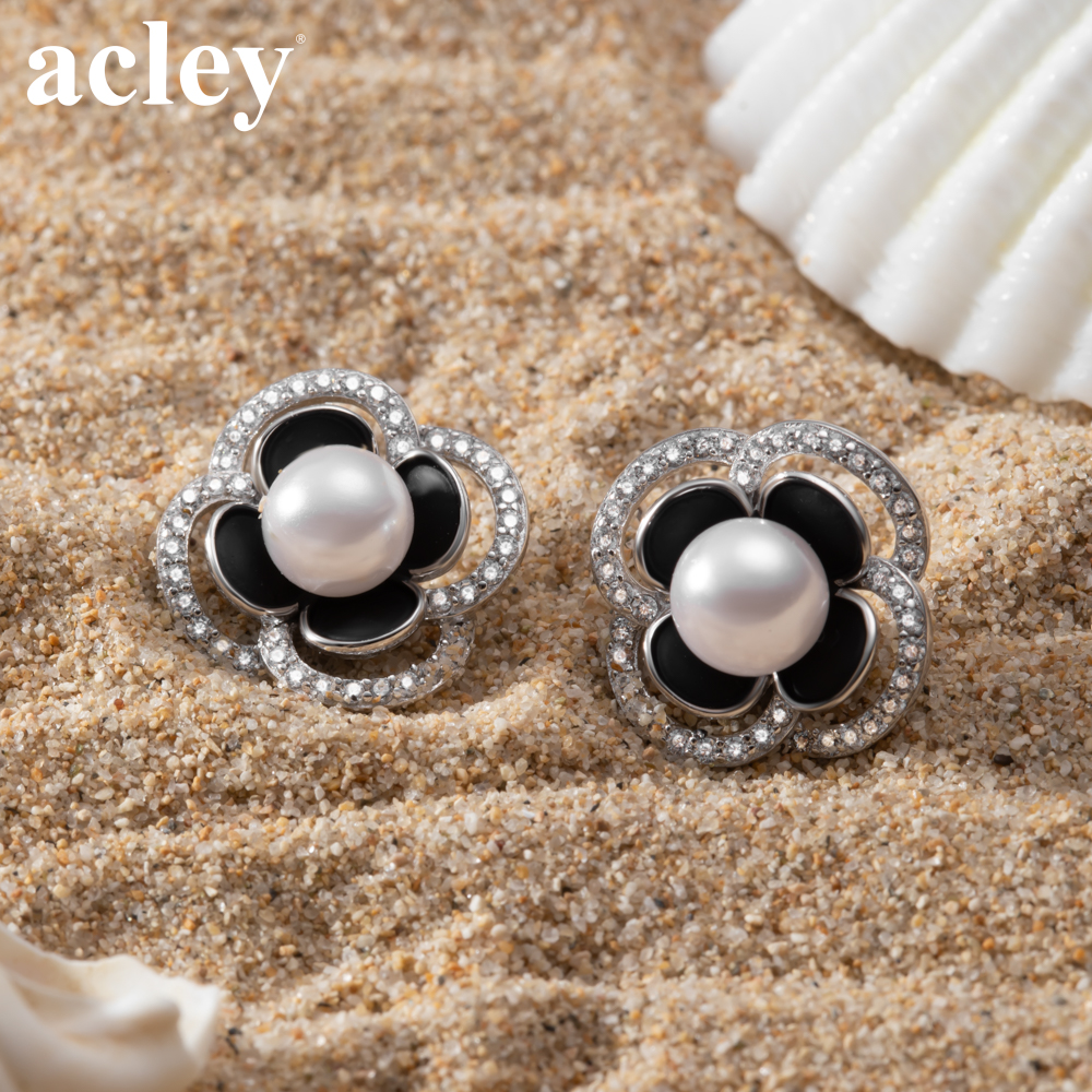 Bông tai Hoa Sơn Trà – Acley | Bạc S925 + Ngọc trai + Đá CZ Zirconia | E1009436114 - Image 6