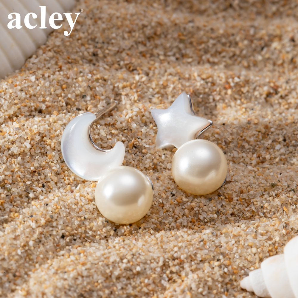 Bông tai Trăng Sao – Acley | Bạc S925 + Xà cừ + Ngọc trai | E106590401 - Image 5