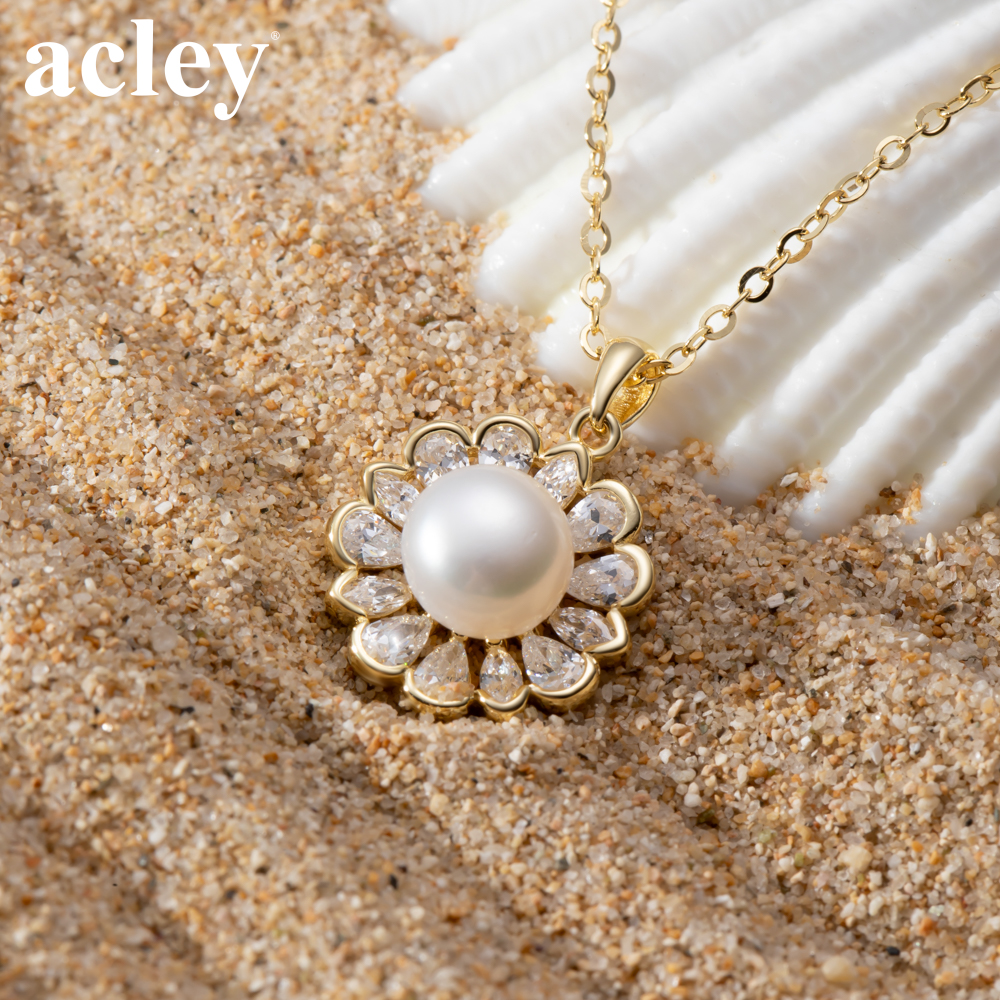 Dây chuyền Mặt Trời Ngọc – Acley | Bạc S925 + Đá CZ Zirconia + Ngọc trai | YD-9415B - Image 5