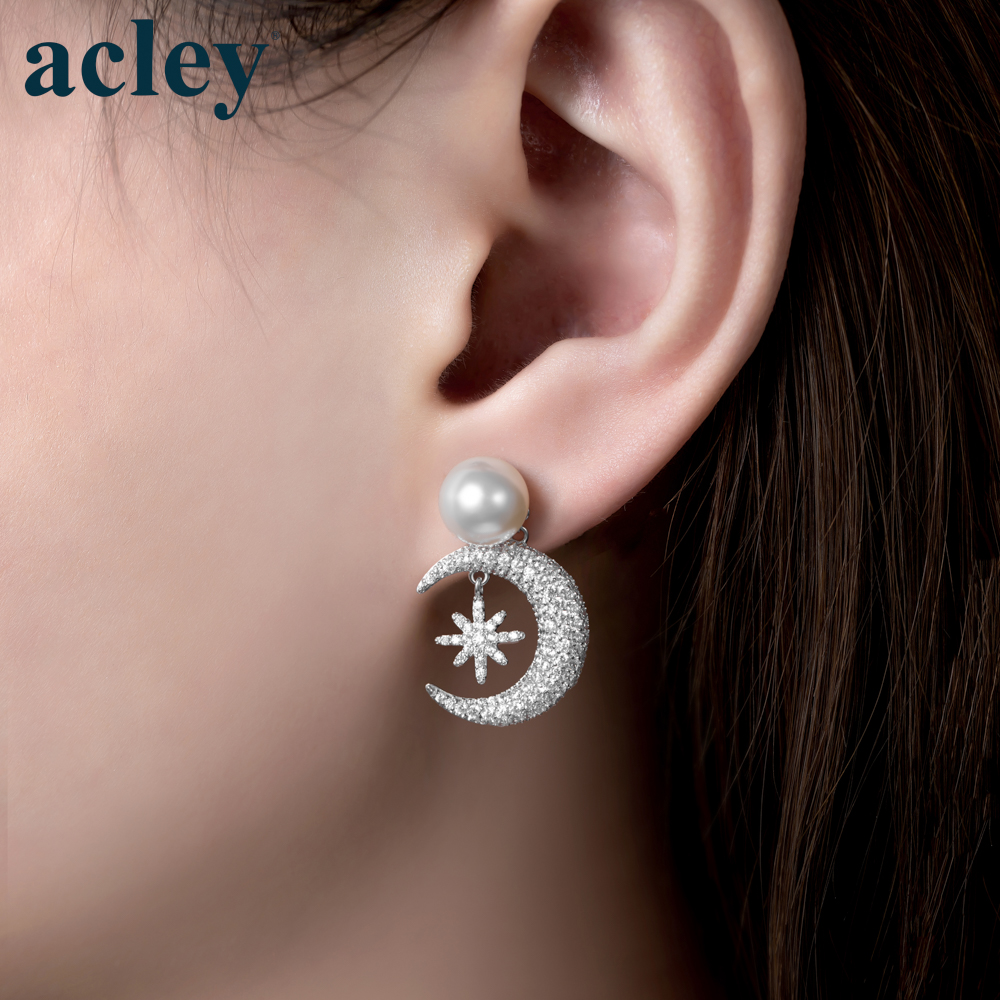 Bông tai Ngọc Trăng – Acley | Bạc S925 + Ngọc trai + Đá CZ Zirconia | YG04143A8Z35 - Image 4