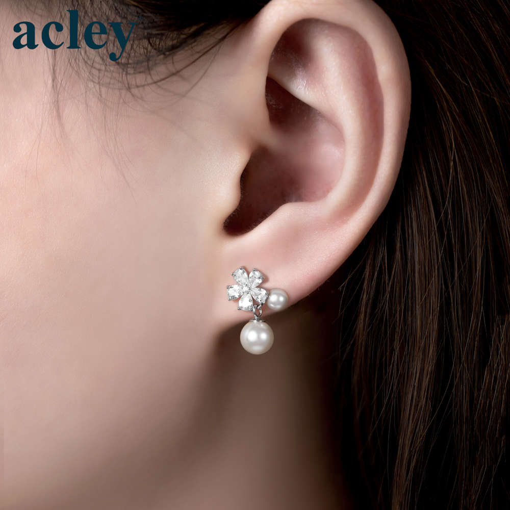 Bông tai Hoa Sương – Acley | Bạc S925 + Ngọc trai + Đá CZ Zirconia | YG11603A8Zd - Image 4