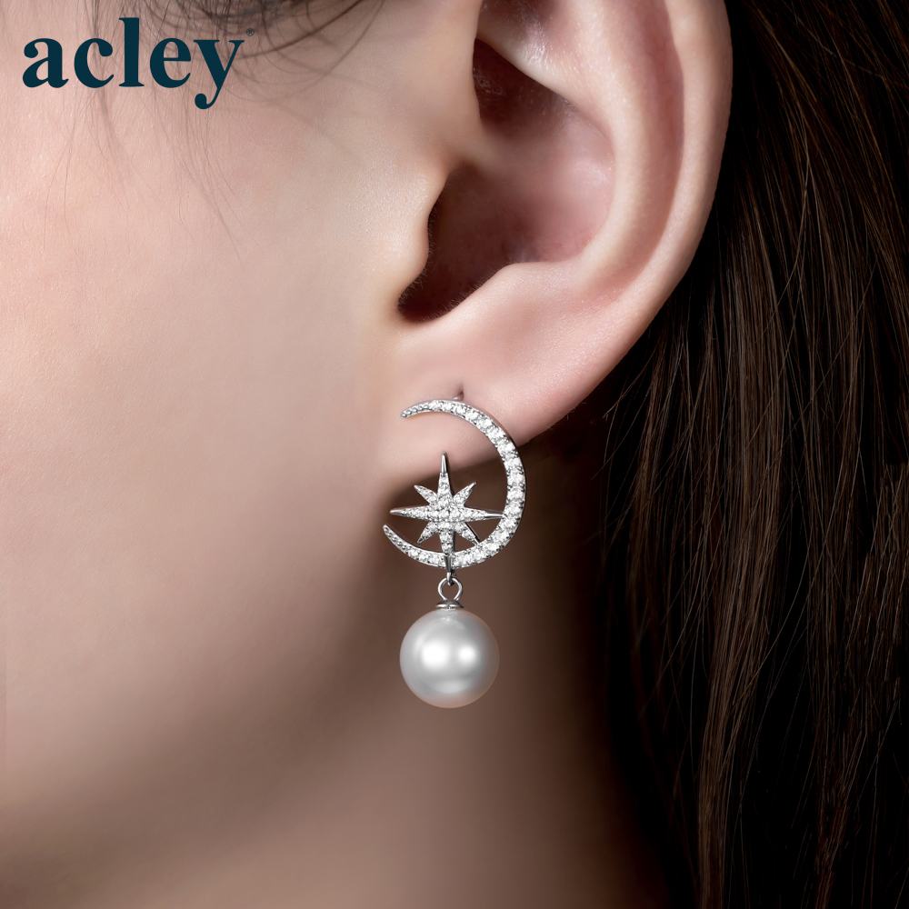 Bông tai Nguyệt Tinh – Acley | Bạc S925 + Ngọc trai + Đá CZ Zirconia | E102460401 - Image 4