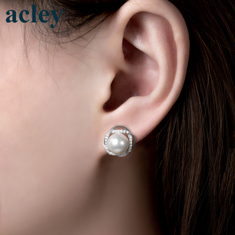 Bông tai Lục Bảo Ngọc – Acley | Bạc S925 + Ngọc trai + Đá CZ Zirconia | AE15470401 - Image 4