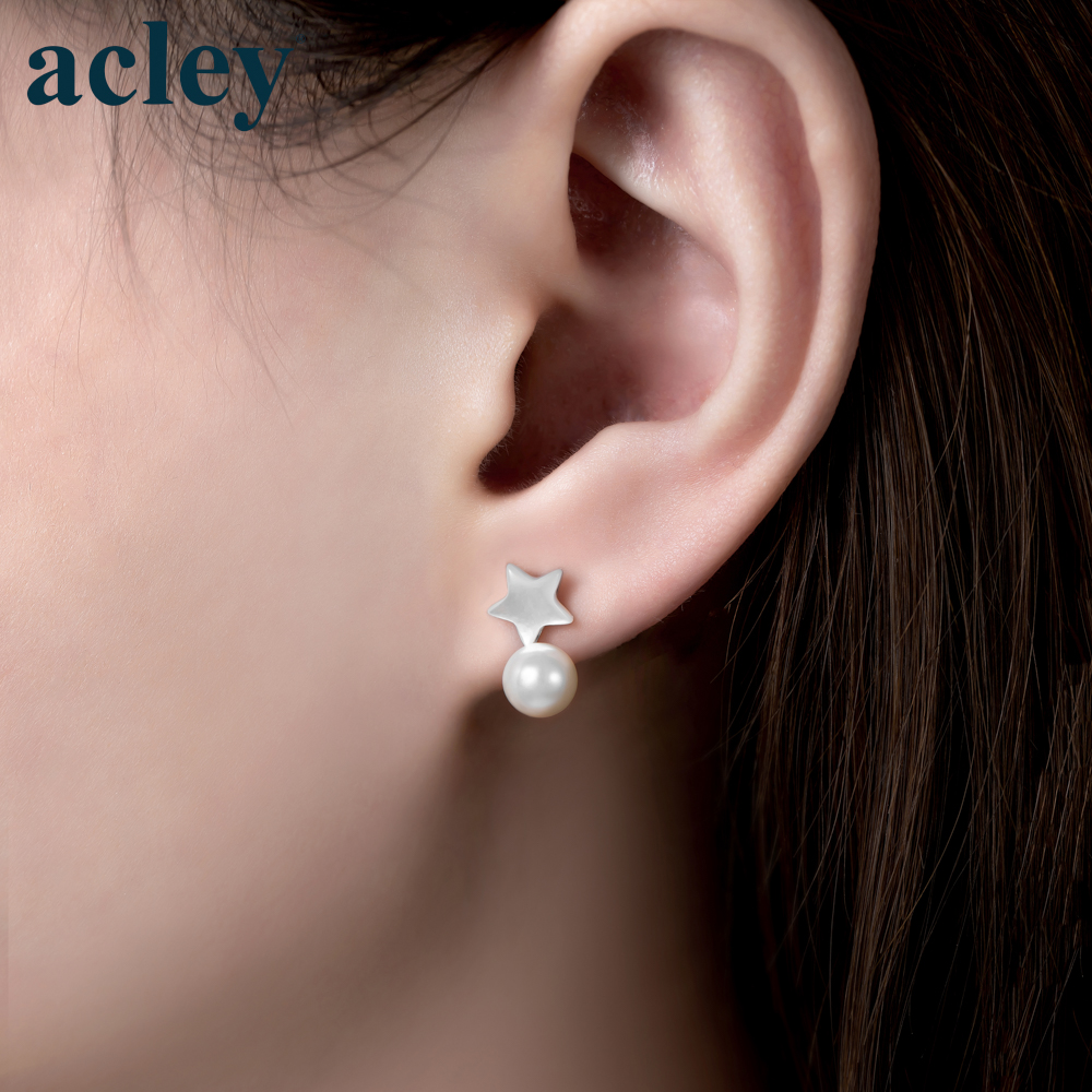 Bông tai Trăng Sao – Acley | Bạc S925 + Xà cừ + Ngọc trai | E106590401 - Image 4