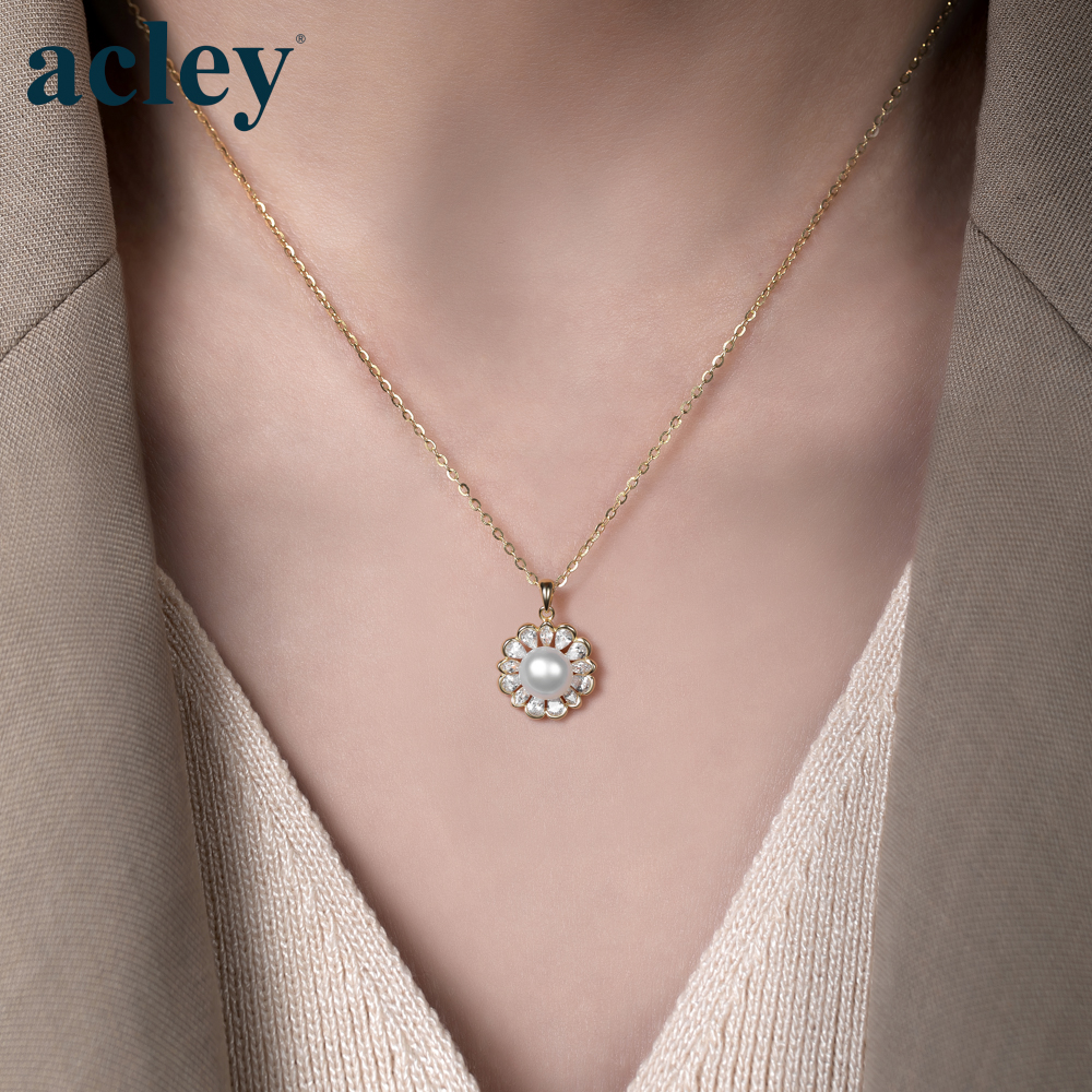 Dây chuyền Mặt Trời Ngọc – Acley | Bạc S925 + Đá CZ Zirconia + Ngọc trai | YD-9415B - Image 4