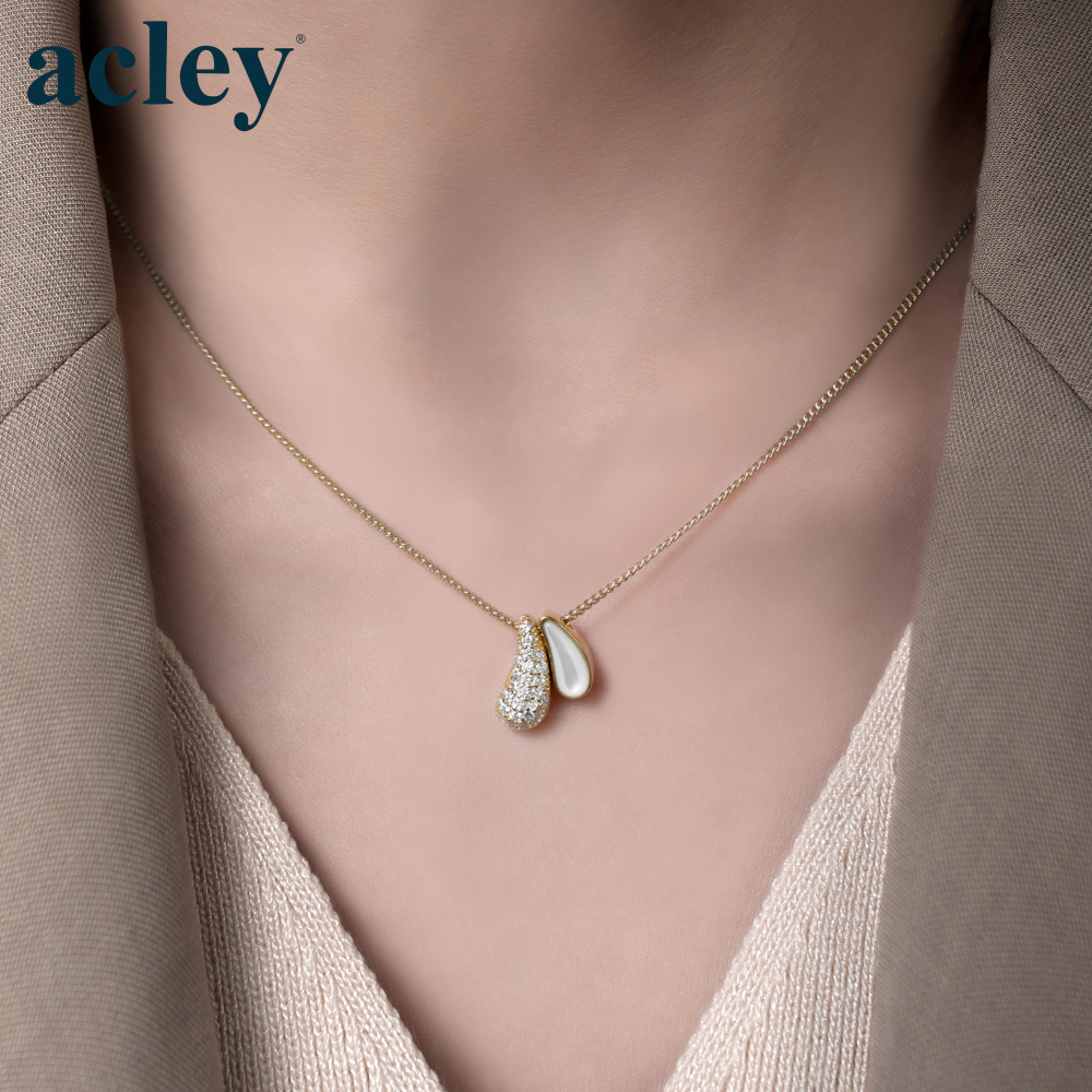 Dây chuyền Ngọc Ánh Sương – Acley | Bạc S925 + Xà cừ + Đá CZ Zirconia | YE07320I8Cb, YE07320A8Cb - Image 5