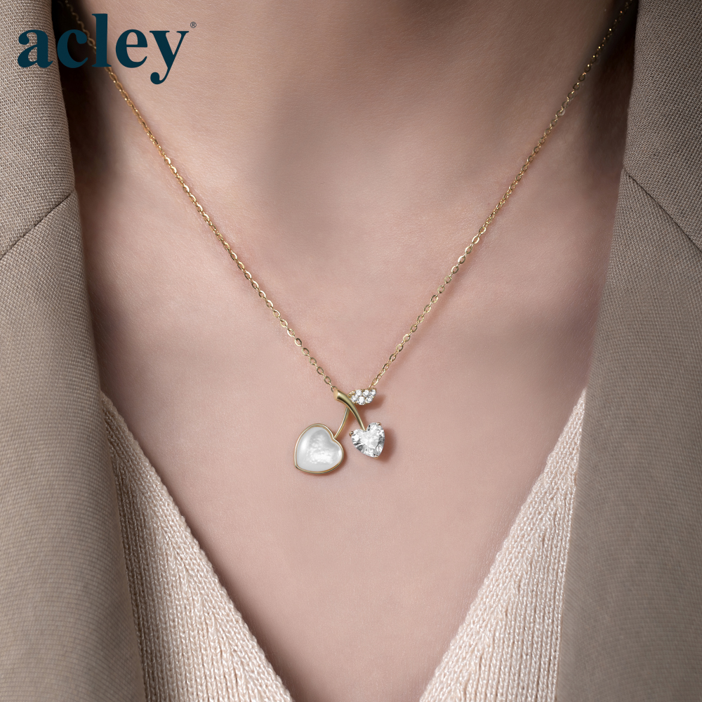 Dây chuyền Anh Đào – Acley | Bạc S925 + Xà cừ + Đá CZ Zirconia | YE07215I8Cb - Image 4