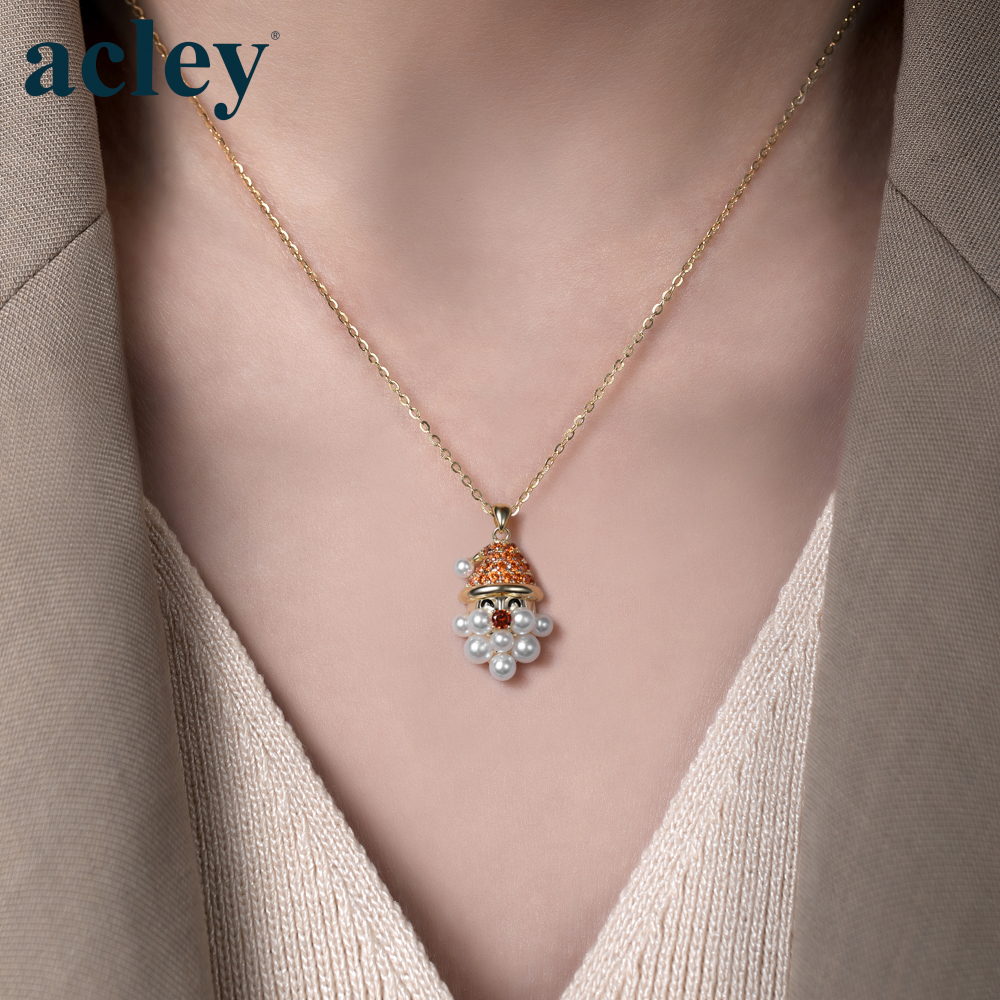 Dây chuyền Ông Già Noel – Acley | Bạc S925 + Ngọc trai + Đá CZ Zirconia | YE06204A8Cw - Image 4