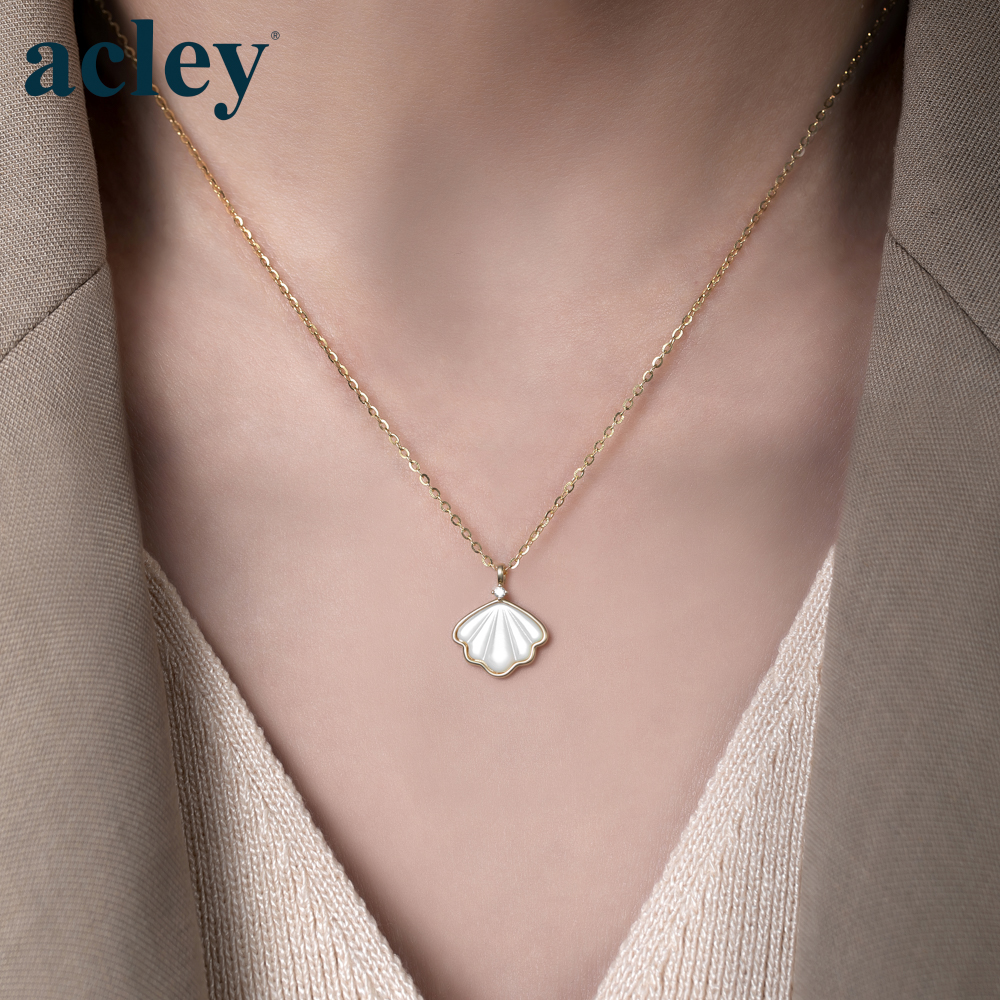 Dây chuyền Hải Đường Minh Châu – Acley | Bạc S925 xi vàng + Xà cừ + Đá CZ Zirconia | AYX-1393G - Image 4