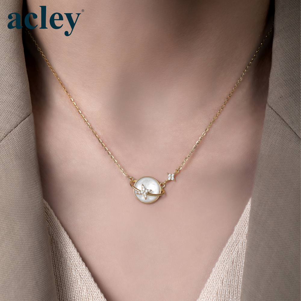 Dây chuyền Thiên Vương – Acley | Bạc S925 + Xà cừ + Đá CZ Zirconia | YE07044A8Cb - Image 4