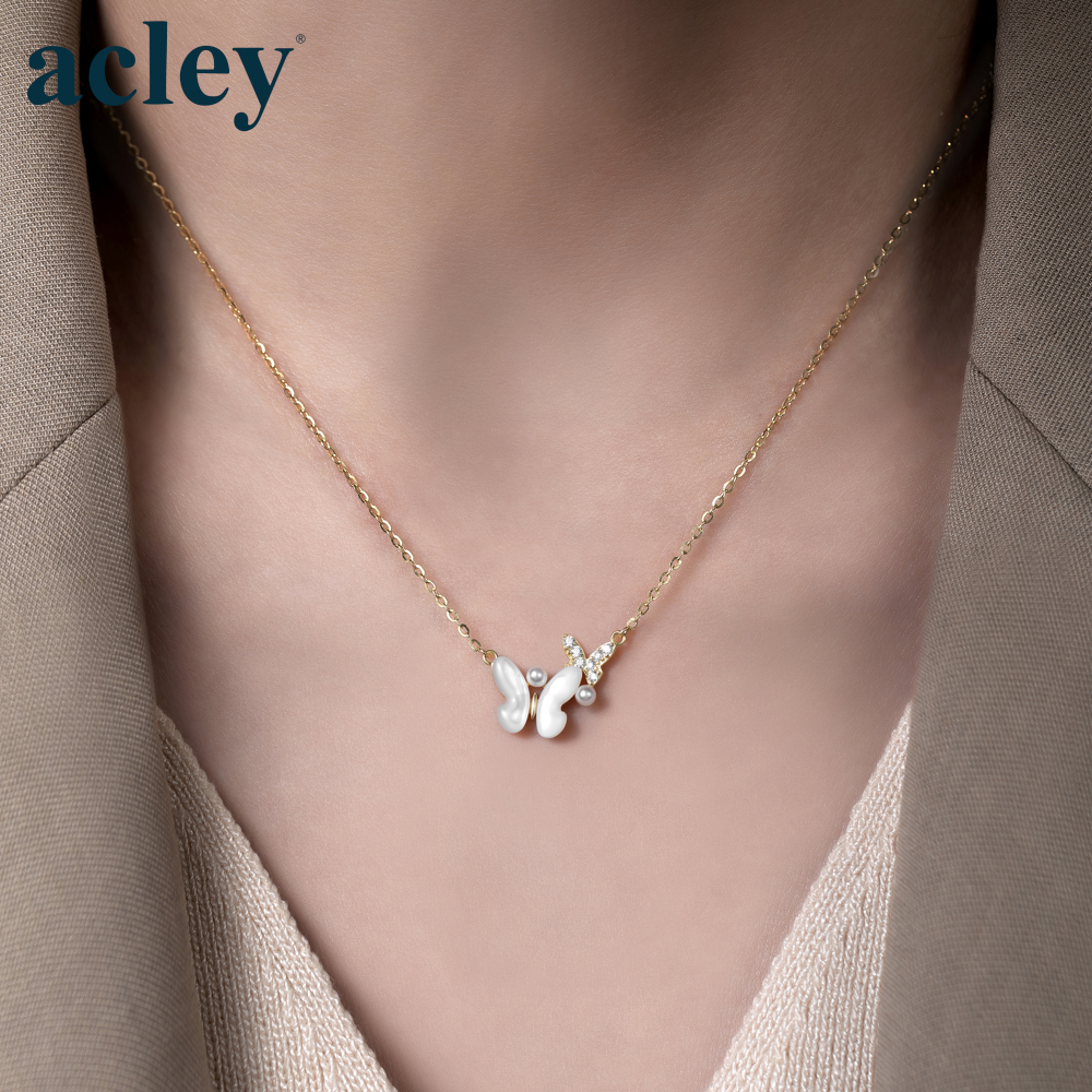 Dây chuyền cánh hồ điệp – Acley | Bạc S925 + Xà cừ ngọc trai + Đá Zirconia tổng hợp | YE07367I8Cb - Image 4