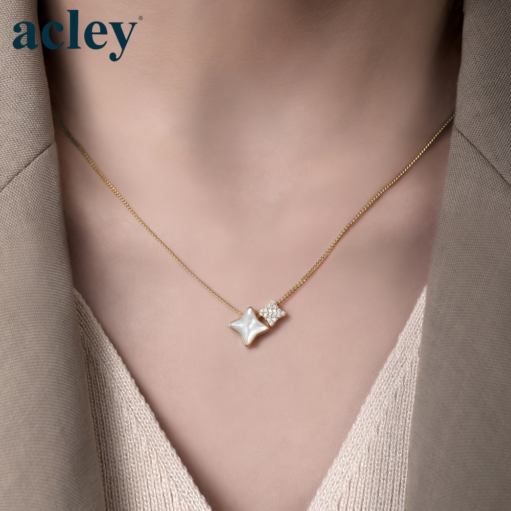 Dây chuyền Ánh Sao – Acley | Bạc S925 + Xà cừ + Đá CZ Zirconia | YE07296I8Cb - Image 4