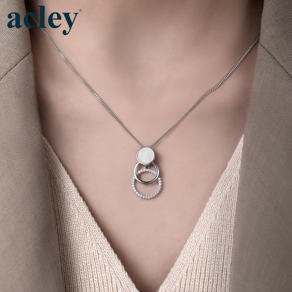 Dây chuyền Tam Hoàn Giao Tâm – Acley | Bạc S925 + Xà cừ + Đá CZ Zirconia | YE07734A8Cb - Image 4