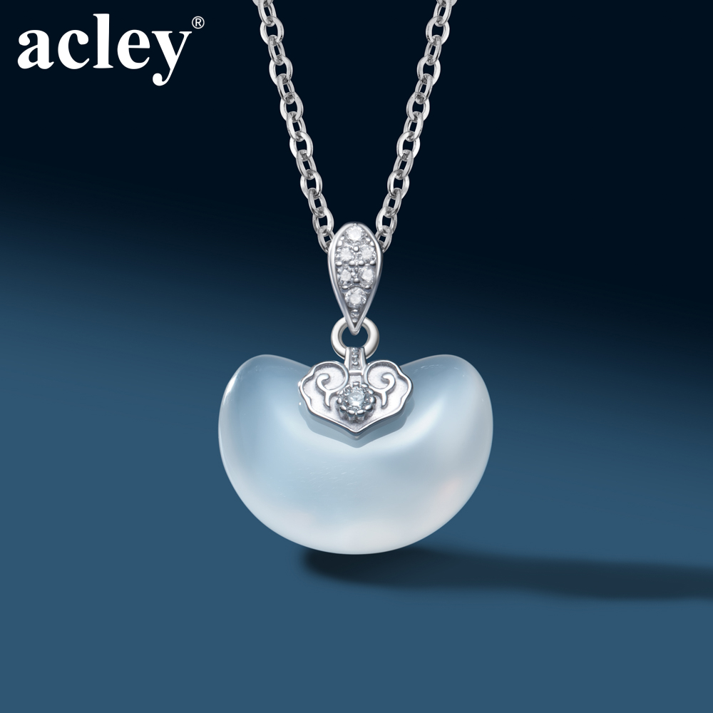 Dây chuyền Phúc Kim – Acley | Bạc S925 + Mã não trắng + Đá CZ Zirconia | YE07699A8Cb - Image 5