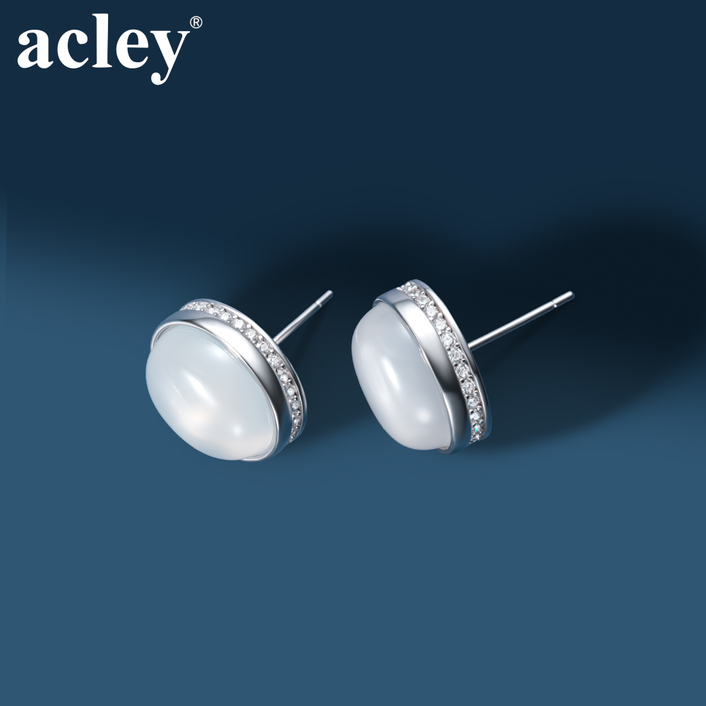 Bông tai Lưu Ly – Acley | Bạc S925 + Mã não trắng + Đá CZ Zirconia | YG11704A8Zb - Image 5