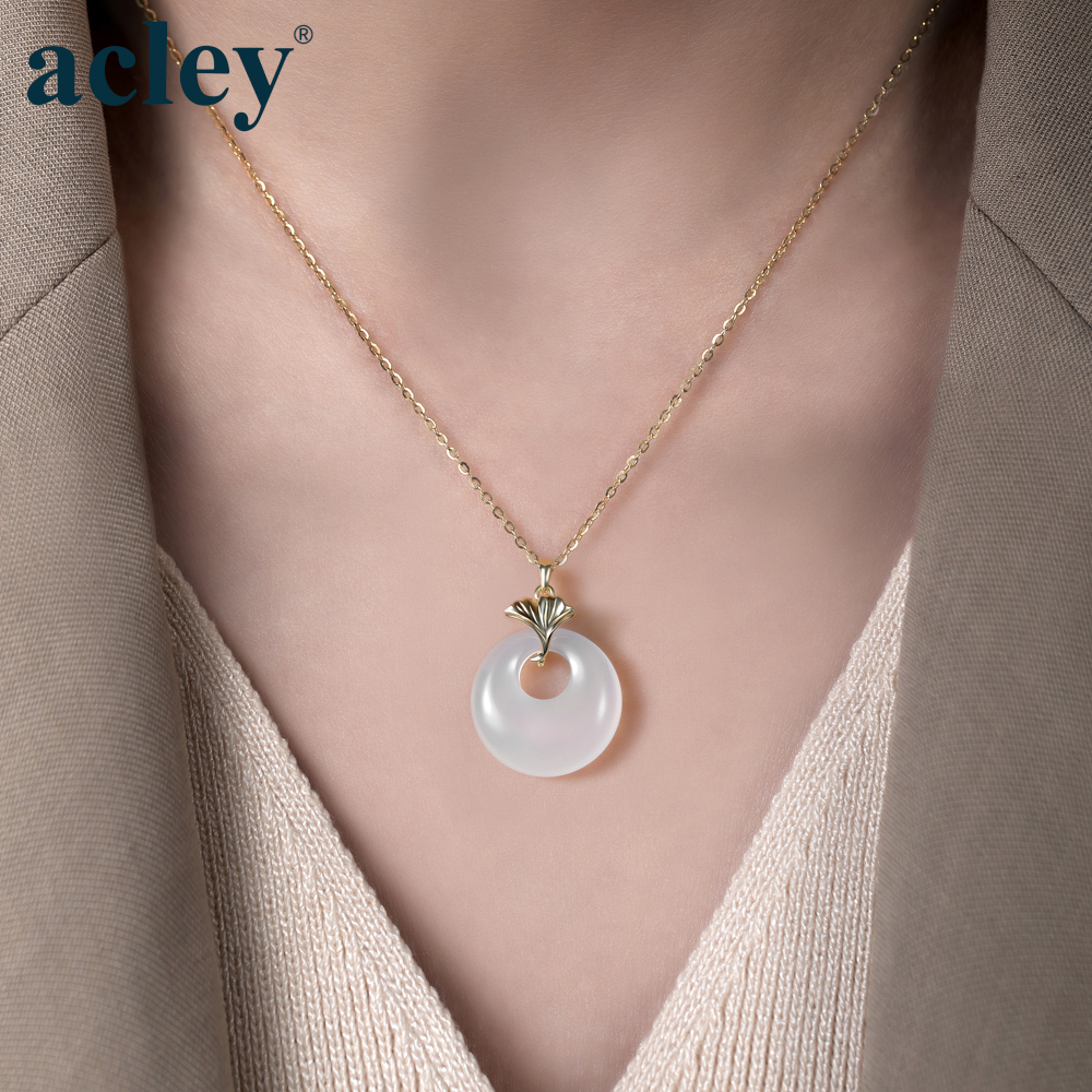 Dây chuyền Ánh Vàng Hy Vọng – Acley | Bạc S925 + Mã não trắng | AYX-3197G - Image 4