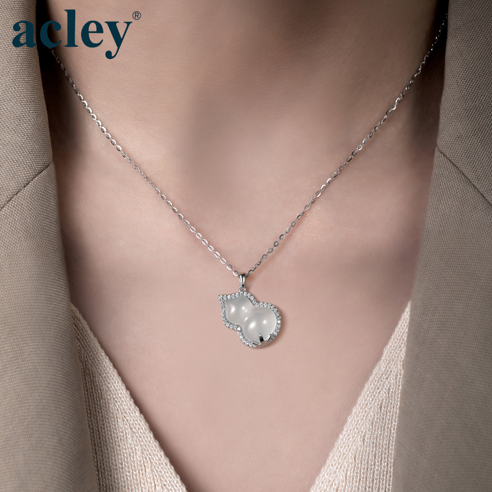 Dây chuyền Hồ Lô Phúc Lộc – Acley | Bạc S925 + Mã não trắng + Đá CZ Zirconia | AYX-2943S - Image 4