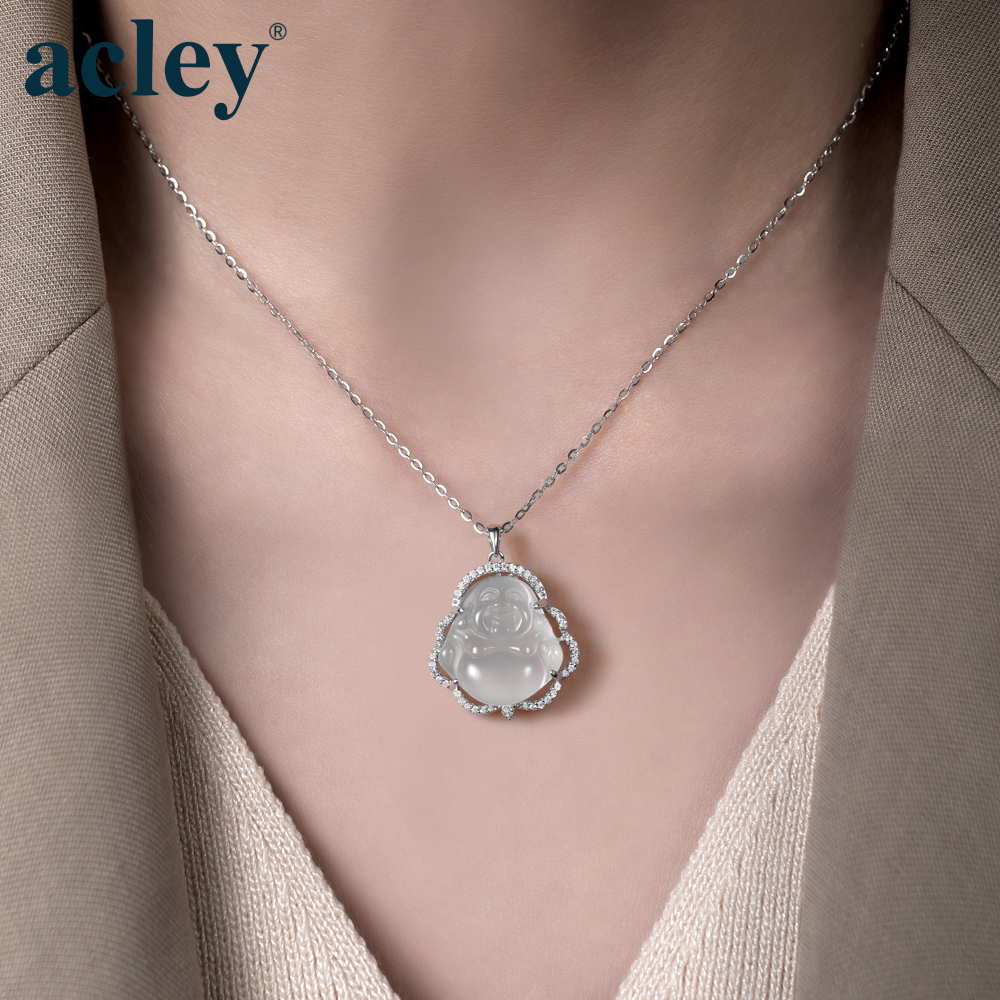 Dây chuyền Phật Tâm – Acley | Bạc S925 + Mã não trắng + Đá CZ Zirconia | YD-7540S - Image 4