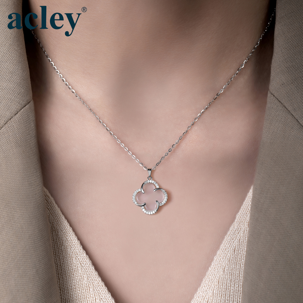 Dây chuyền An Cát Tường – Acley | Bạc S925 + Mã não trắng + Đá CZ Zirconia | YD-3169C - Image 4