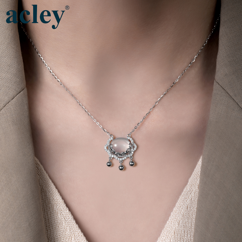 Dây chuyền Vân Nguyệt – Acley | Bạc S925 + Mã não trắng + Đá CZ Zirconia | KD-1581D - Image 4