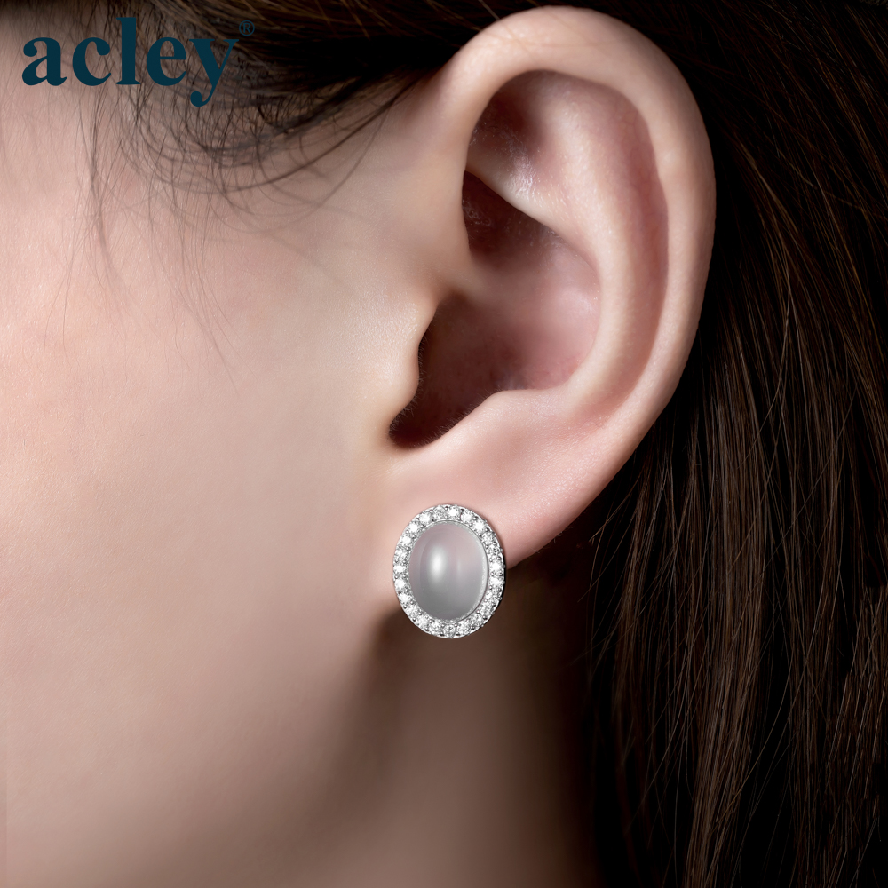 Bông tai Bạch Châu – Acley | Bạc S925 + Mã não trắng + Đá CZ Zirconia | YG08485A8Zb4 - Image 4