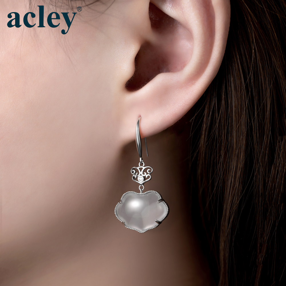 Bông tai Tường Vân – Acley | Bạc S925 + Mã não trắng + Đá CZ Zirconia | YG10754A8Zb - Image 4