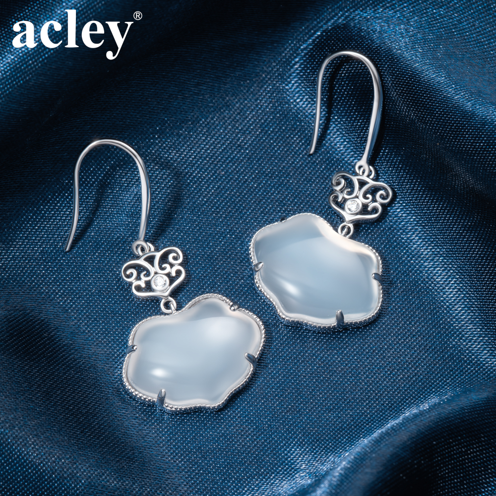 Bông tai Tường Vân – Acley | Bạc S925 + Mã não trắng + Đá CZ Zirconia | YG10754A8Zb - Image 5