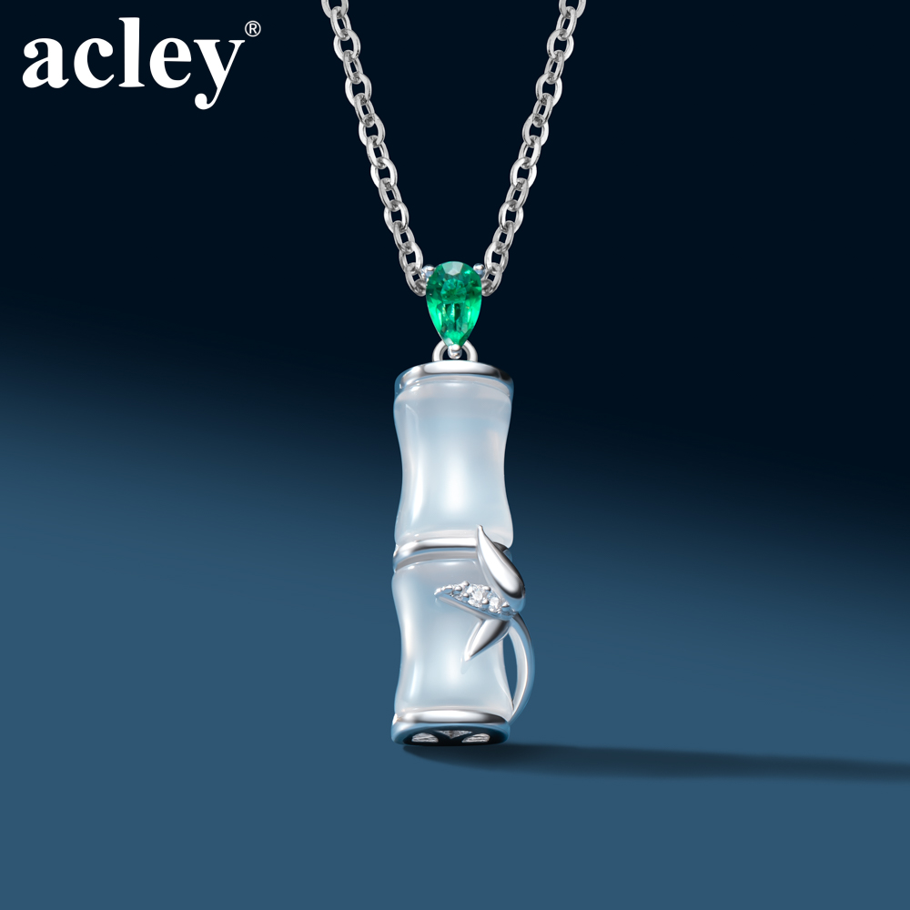 Dây chuyền Trúc Vĩnh An – Acley | Bạc S925 + Mã não trắng + Đá CZ Zirconia | YD-5767B - Image 5