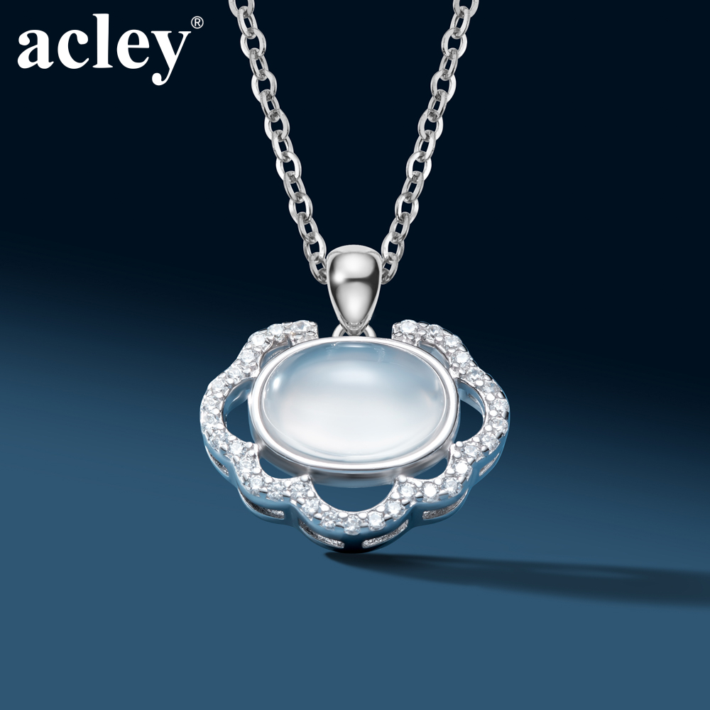 Dây chuyền Vân Hoa – Acley | Bạc S925 + Mã não trắng + Đá CZ Zirconia | YE06252A8Cb - Image 5