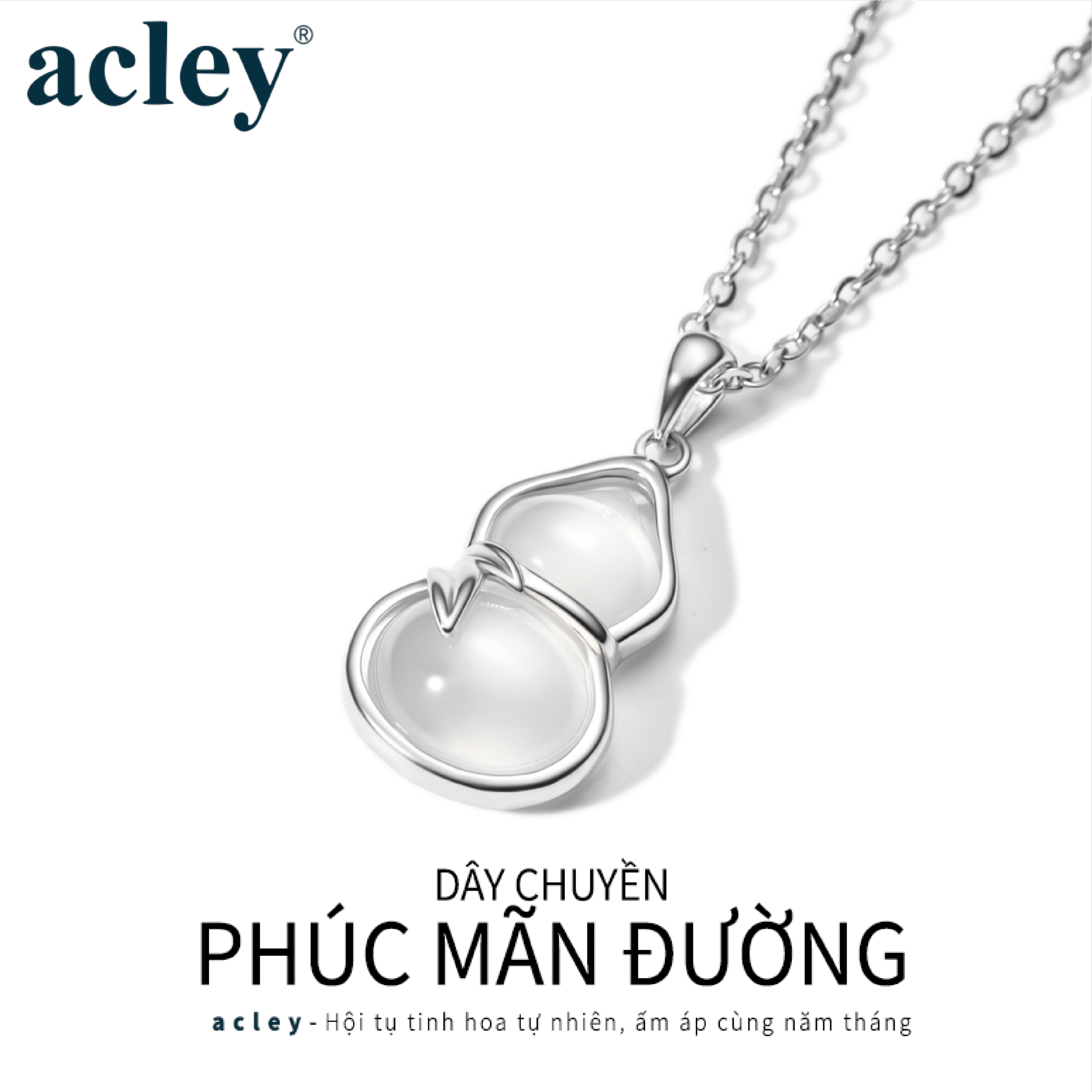 Dây chuyền Phúc Mãn Đường – Acley | Bạc S925 + Mã não trắng | YD-7539B - Image 2