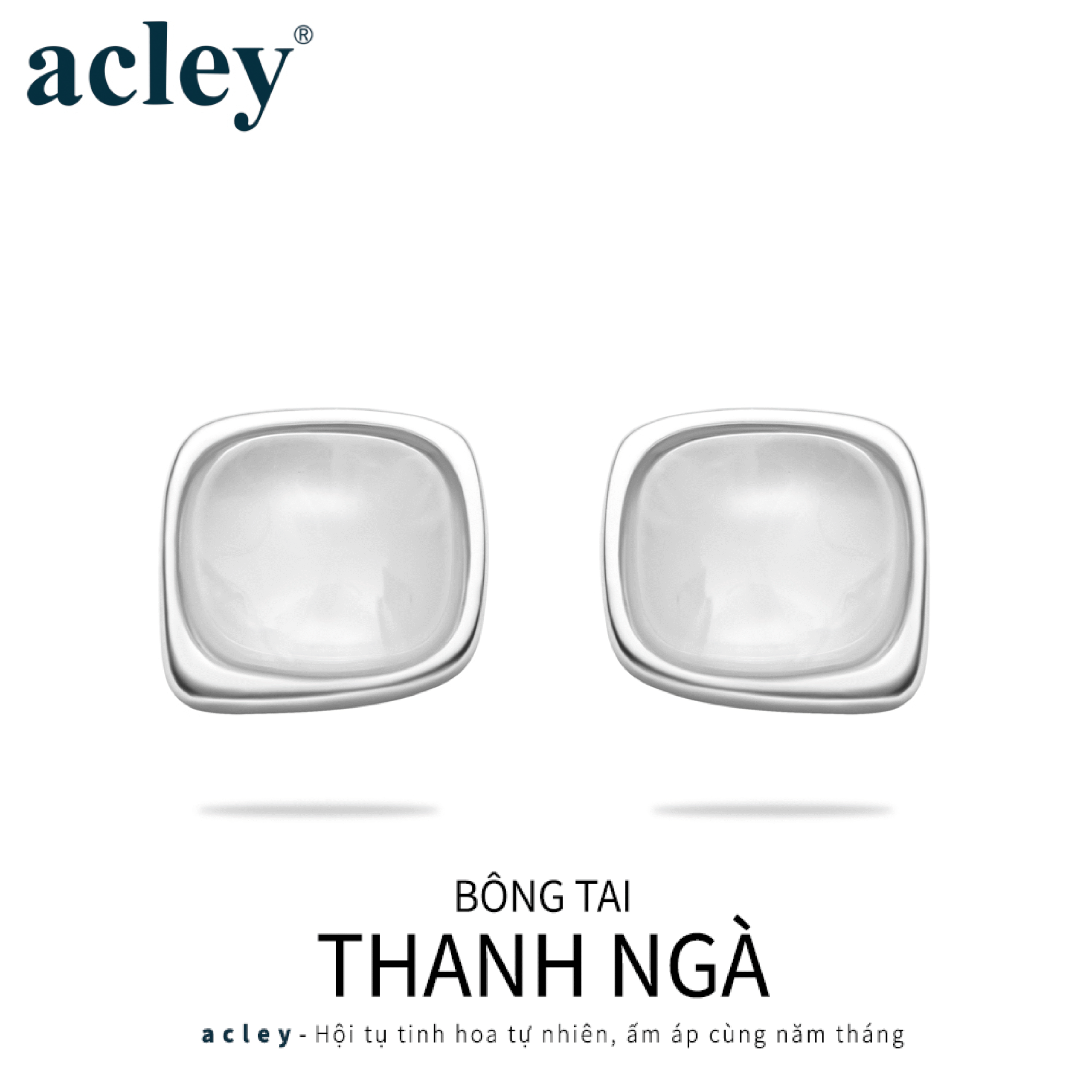 Bông tai Thanh Ngà – Acley | Bạc S925 + Mã não trắng + Đá CZ Zirconia | YG10935A0Zb - Image 2