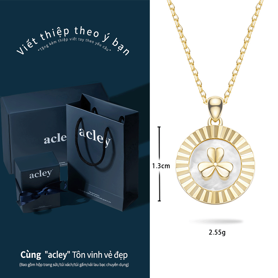 Dây chuyền Cỏ Ba Lá – Acley | Bạc S925 + Xà cừ | YE04490I0Cb5 - Image 3