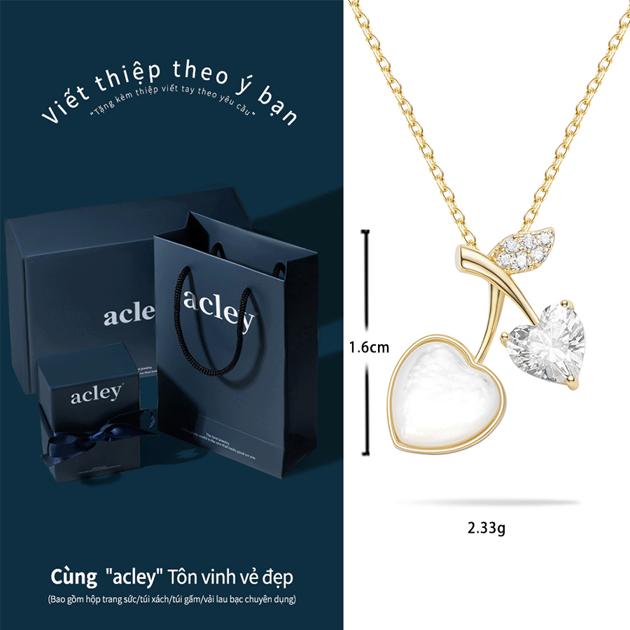 Dây chuyền Anh Đào – Acley | Bạc S925 + Xà cừ + Đá CZ Zirconia | YE07215I8Cb - Image 3