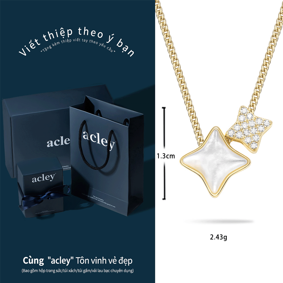 Dây chuyền Ánh Sao – Acley | Bạc S925 + Xà cừ + Đá CZ Zirconia | YE07296I8Cb - Image 3