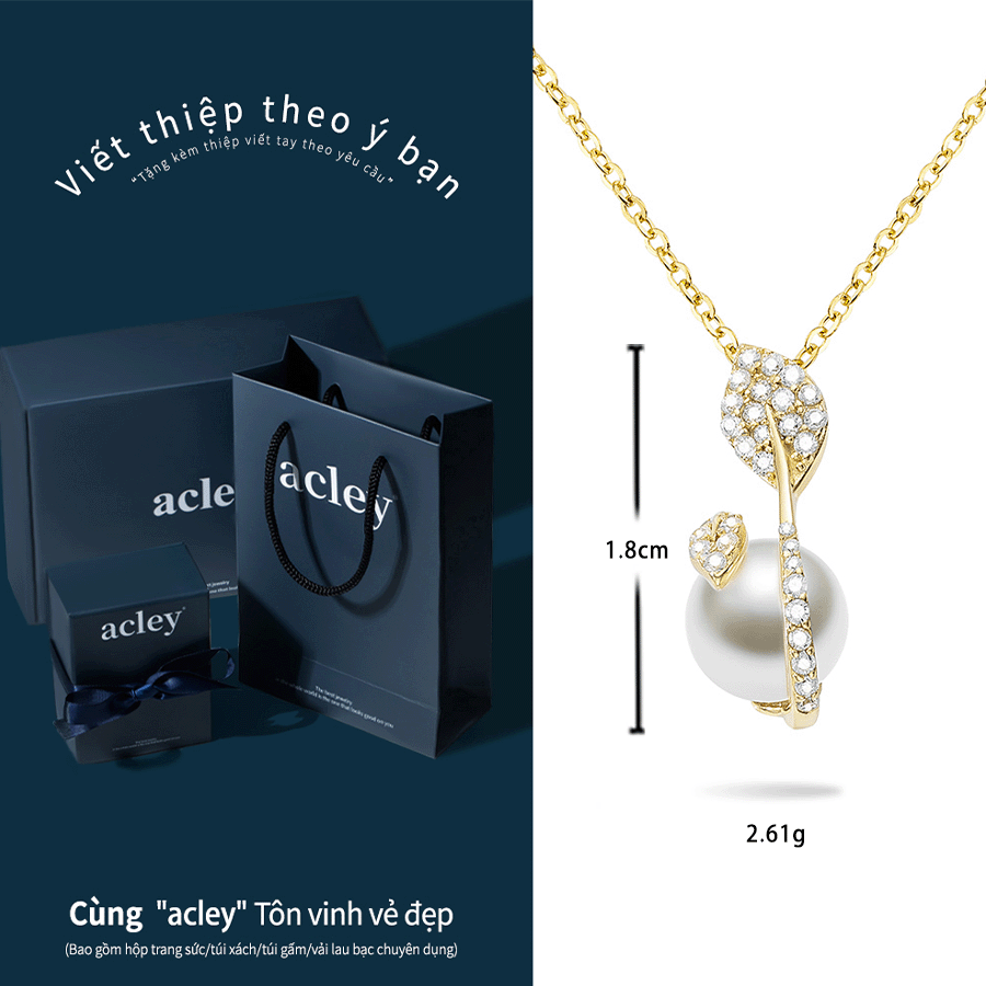 Dây chuyền Thanh Ngọc – Acley | Bạc S925 + Ngọc trai + Đá CZ Zirconia | YE05395I8Cb - Image 3