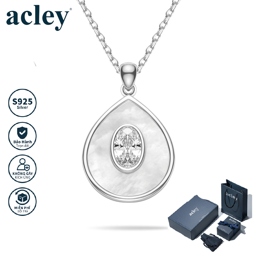 Dây chuyền Giọt Mưa – Acley | Bạc S925 + Xà cừ + Đá CZ Zirconia | YE06979I8Cb