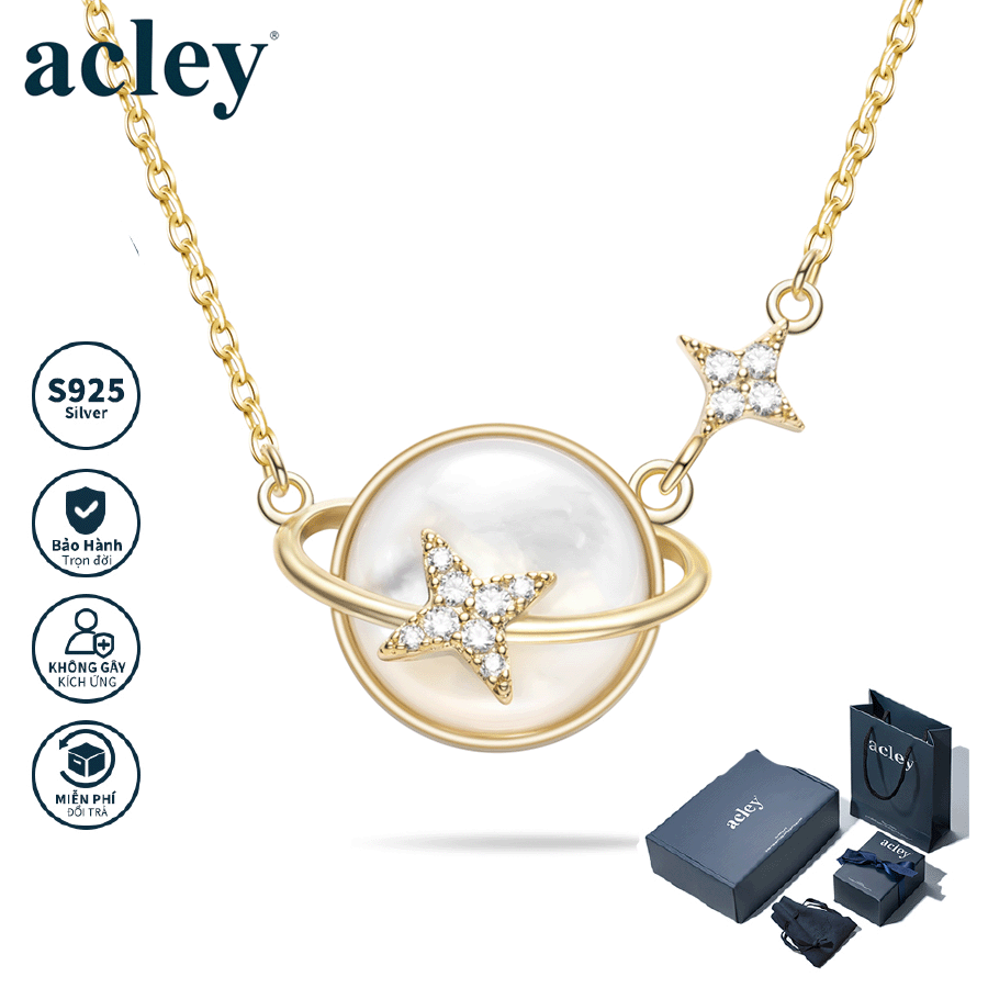 Dây chuyền Thiên Vương – Acley | Bạc S925 + Xà cừ + Đá CZ Zirconia | YE07044A8Cb