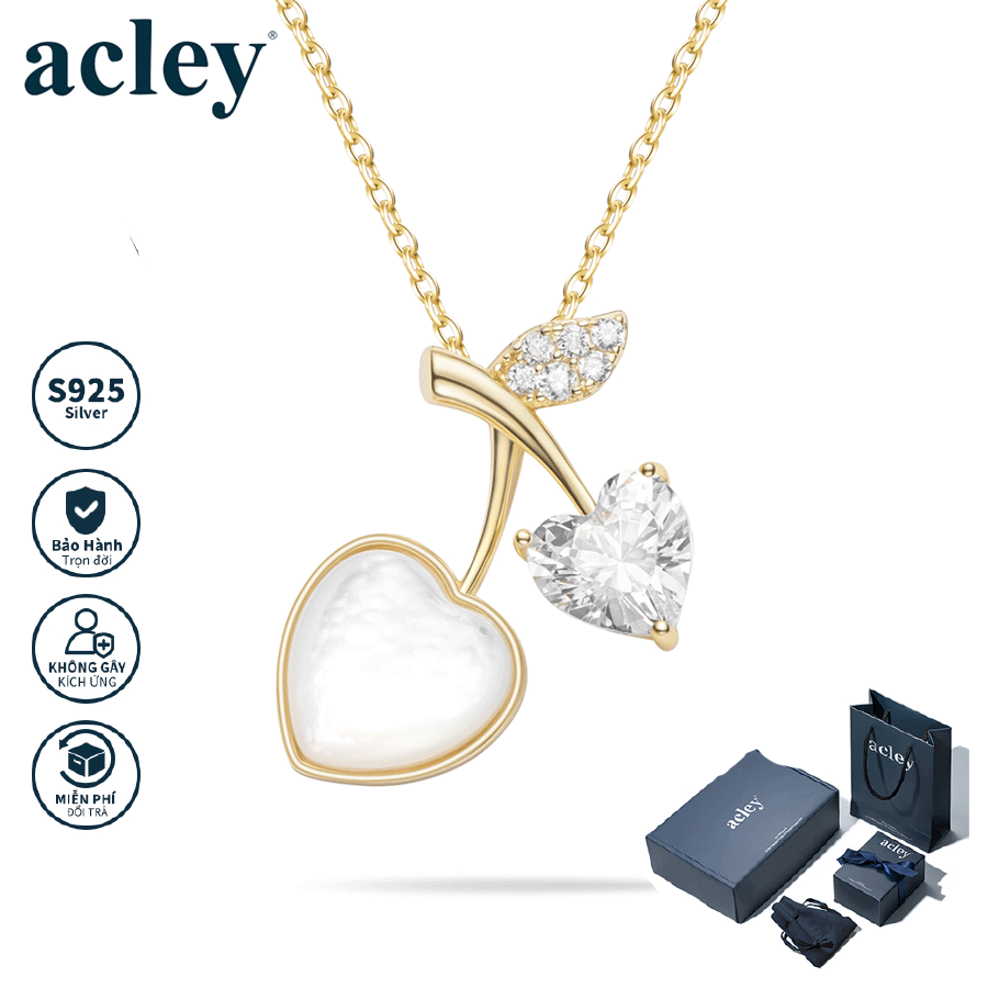 Dây chuyền Anh Đào – Acley | Bạc S925 + Xà cừ + Đá CZ Zirconia | YE07215I8Cb