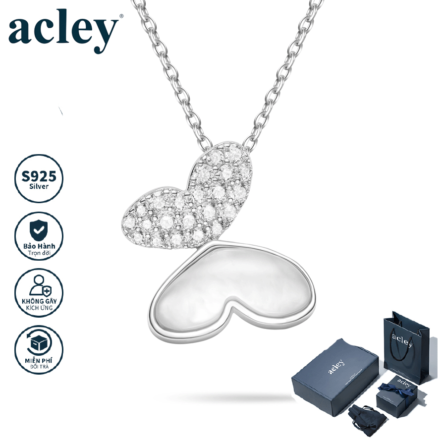 Dây chuyền Cánh Bướm – Acley | Bạc S925 + Xà cừ + Đá CZ Zirconia | YE07216A8Cb