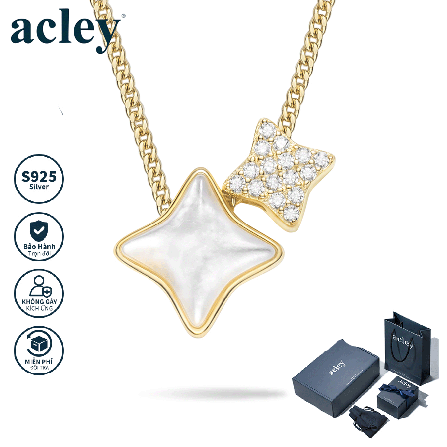 Dây chuyền Ánh Sao – Acley | Bạc S925 + Xà cừ + Đá CZ Zirconia | YE07296I8Cb