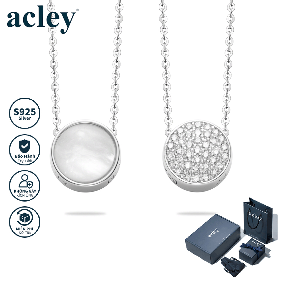 Dây chuyền Hai Mặt Thuần Khiết – Acley | Bạc S925 + Xà cừ + Đá CZ Zirconia | YE04091I8Cb5