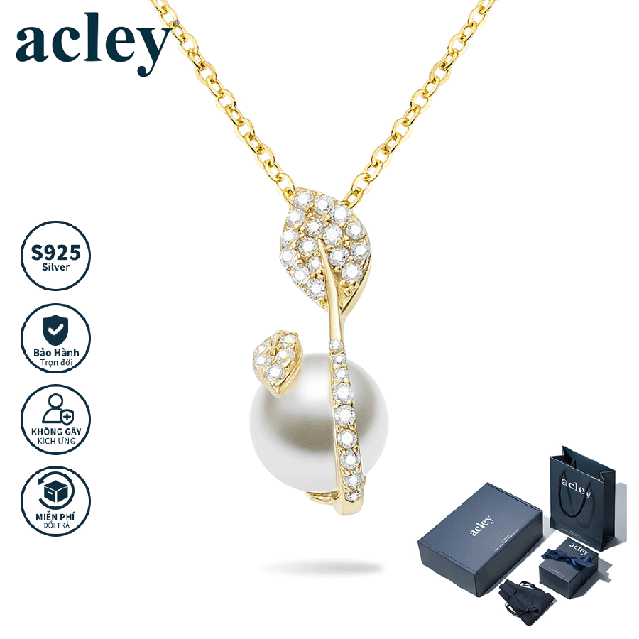 Dây chuyền Thanh Ngọc – Acley | Bạc S925 + Ngọc trai + Đá CZ Zirconia | YE05395I8Cb