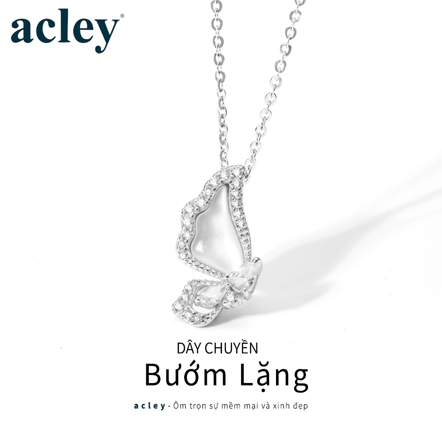 Dây chuyền Bướm Lặng – Acley | Bạc S925 + Xà cừ + Đá CZ Zirconia | YE07263A8Cb - Image 2