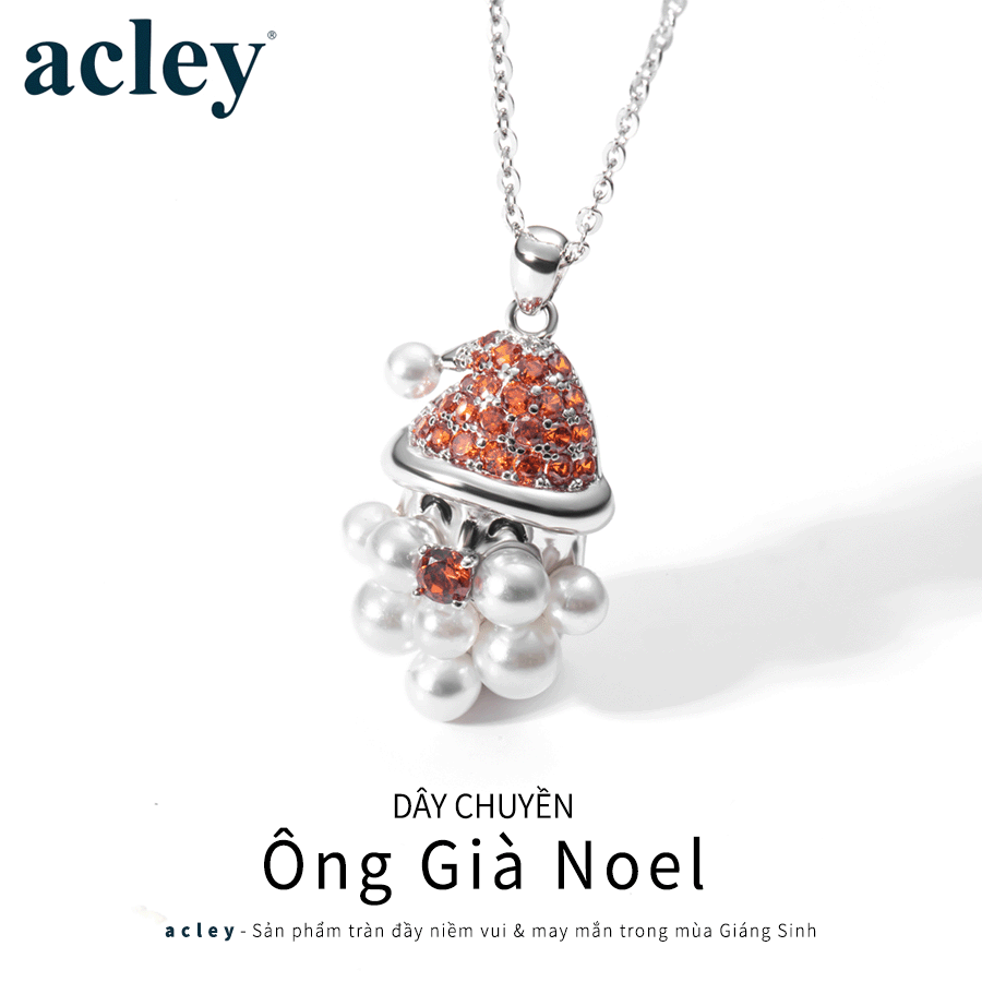 Dây chuyền Ông Già Noel – Acley | Bạc S925 + Ngọc trai + Đá CZ Zirconia | YE06204A8Cw - Image 2