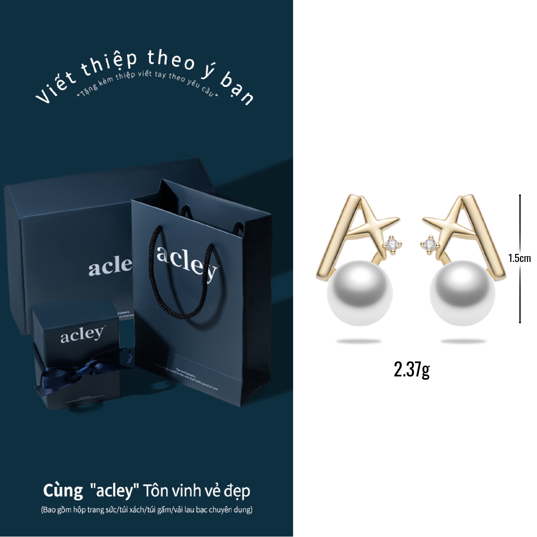 Bông tai Tinh Tú Ngọc – Acley | Bạc S925 + Đá CZ Zirconia + Ngọc trai | E100700201 - Image 3